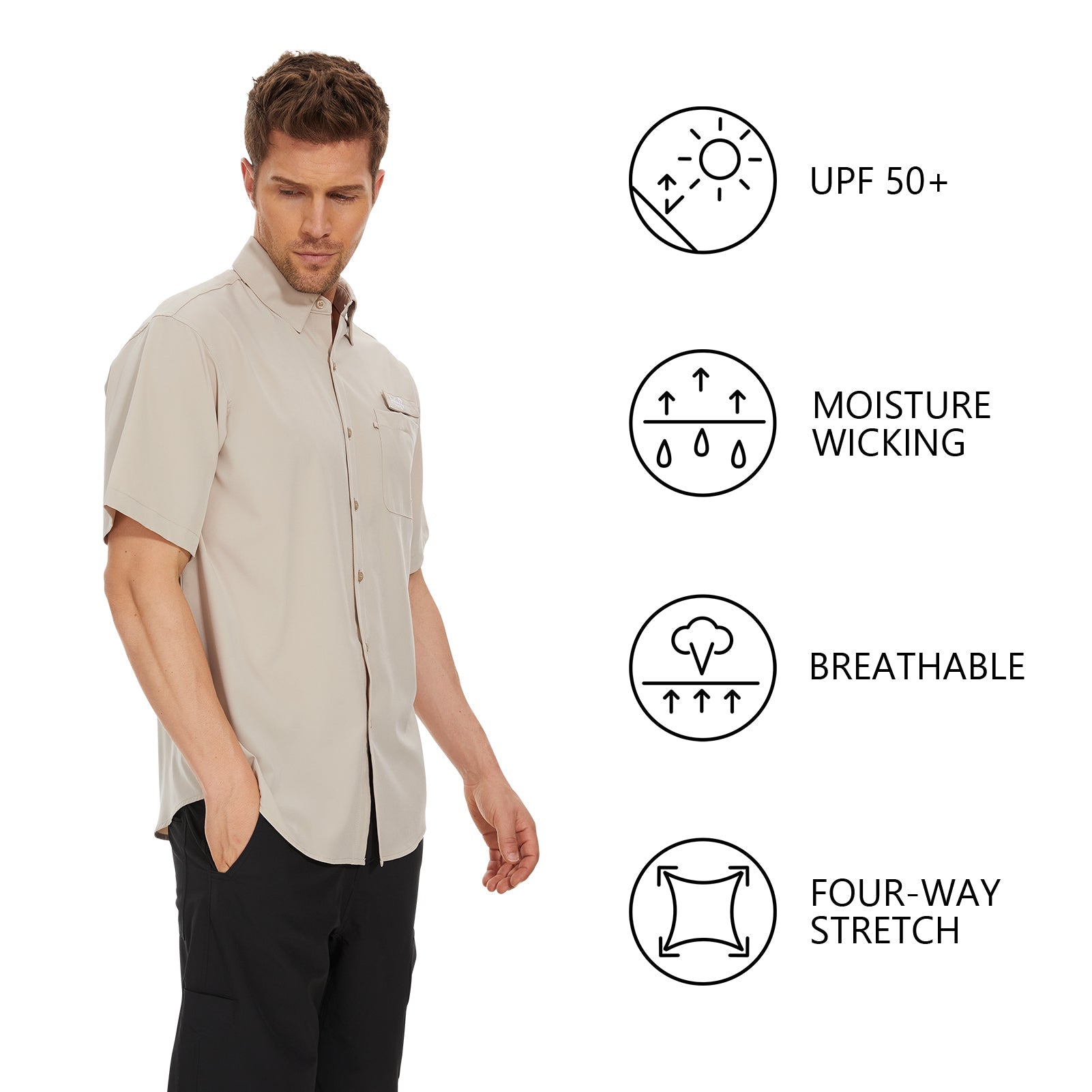 Mens Sun Protective Button Down Shirt-45
