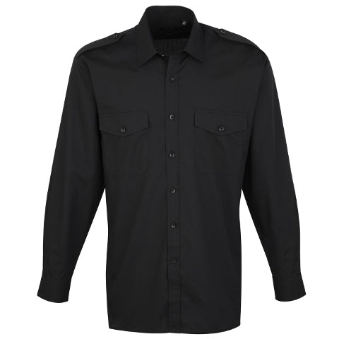 Premier Long Sleeve Pilot Shirt - Black-0
