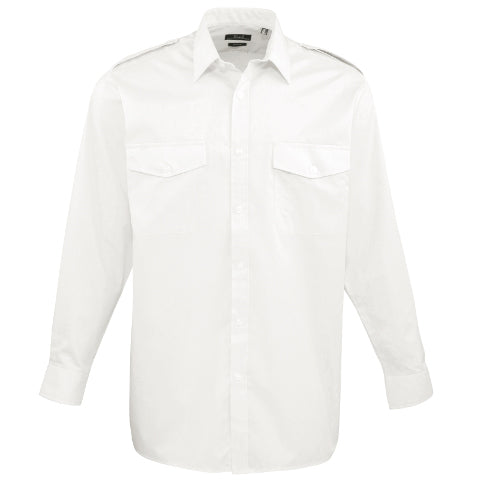 Premier Long Sleeve Pilot Shirt - White-0
